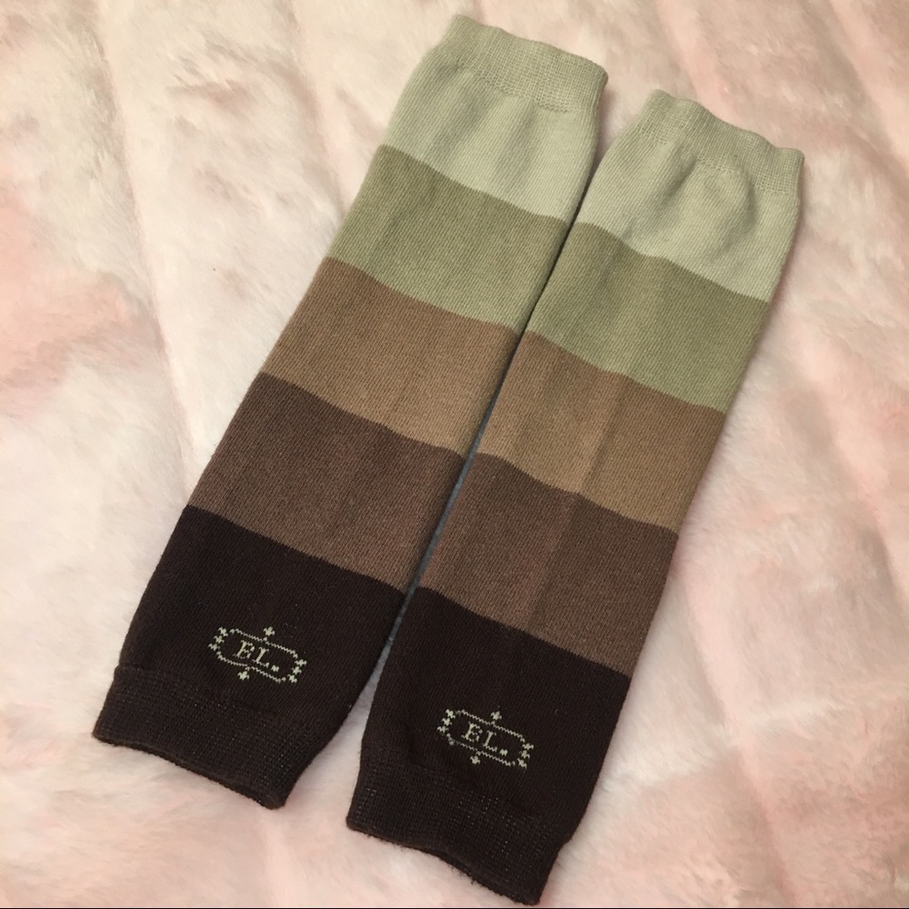 Brown Striped Baby Leg Warmers